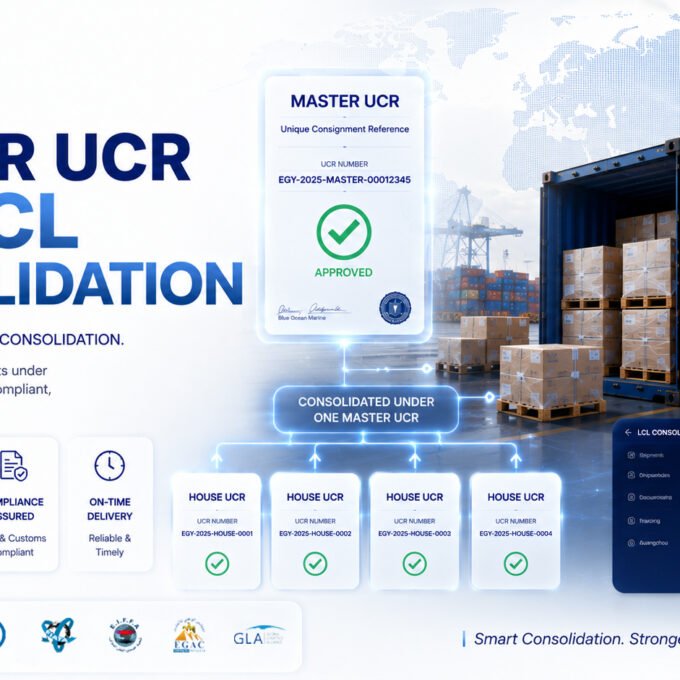 Illustration showing the Master UCR and House UCR workflow for LCL consolidation shipments.