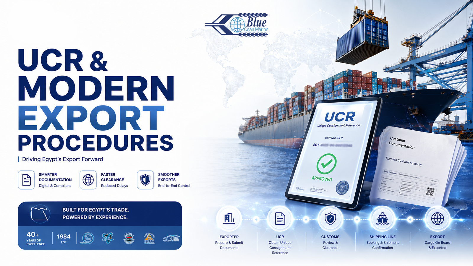 Illustration of UCR documentation supporting Egypt's advanced export procedures and digital customs process.