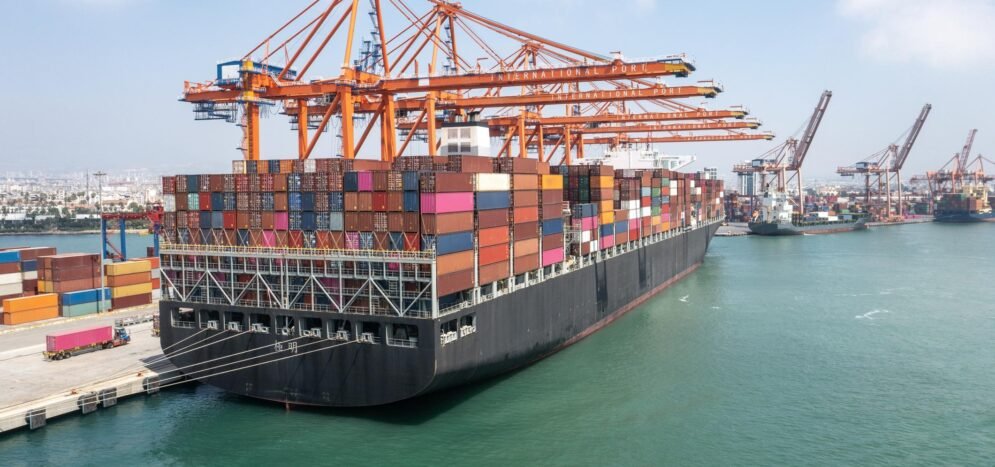 Container vessel at a European port illustrating freight shipping from Germany to Egypt
