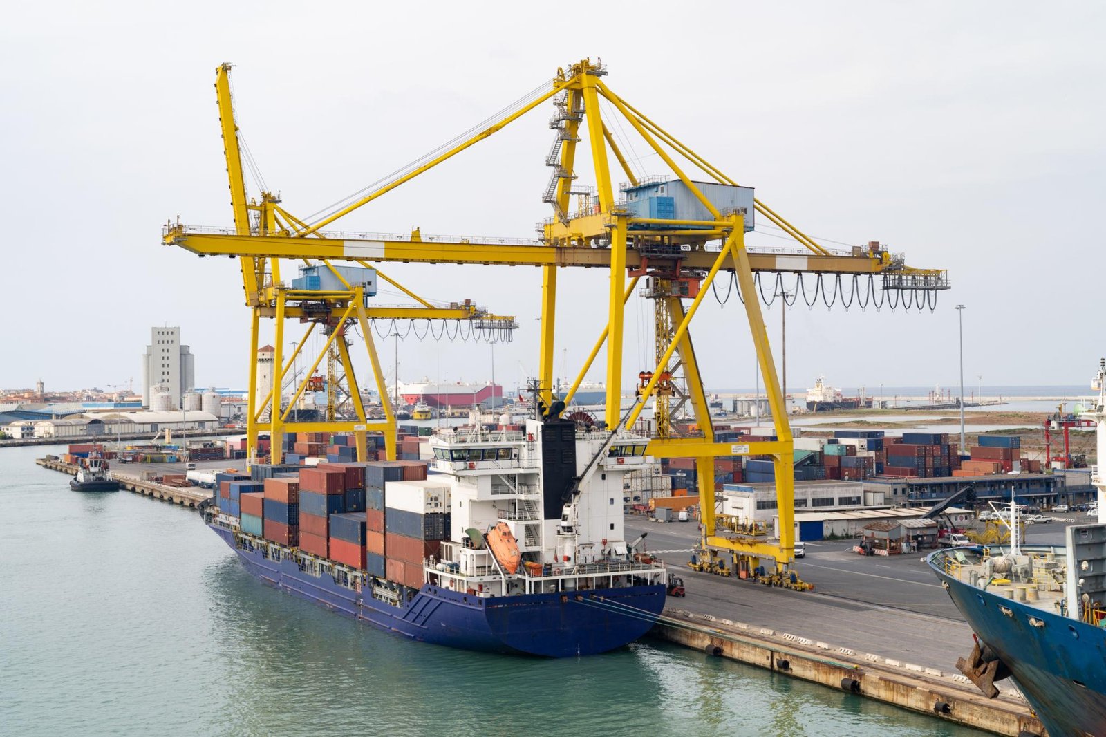 Container vessel at a European port illustrating shipping from Rotterdam to Egypt
